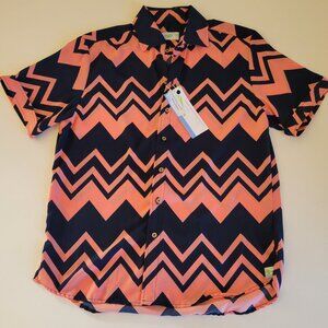 Seaplane Womens Short Sleeve Shirt Size L USA Made Charlie Brown Pink Blue NWT